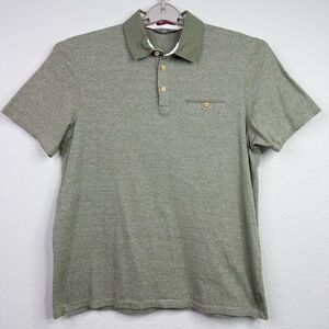 Ted Baker Shirt Mens 4/L Green Stripe Short Sleeve Napoli Business Golf Polo‎